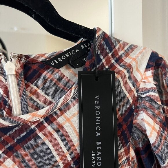 NEW Veronica Beard Agnor Draped Plaid Mini Dress Size 4 Color Black White - Picture 6 of 8